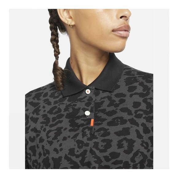 NIKE Animal Print Short Sleeve Golf Polo Crop - Picture 6 of 8